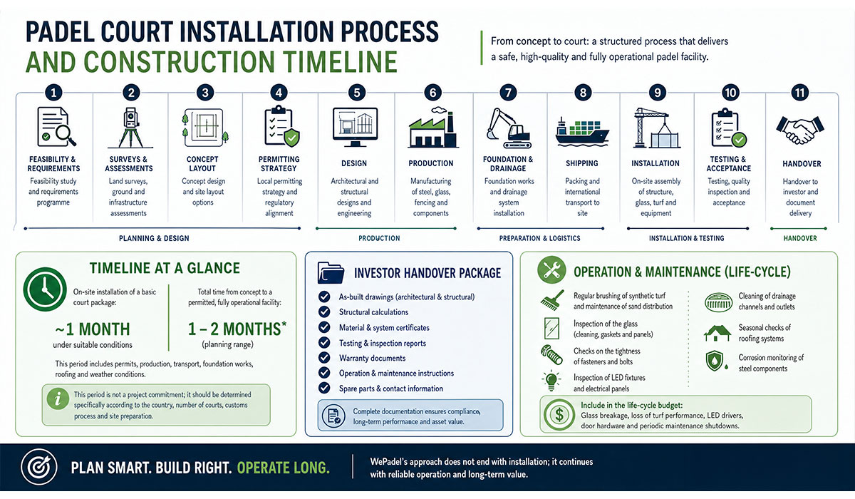 padel court installation process and construction timeline